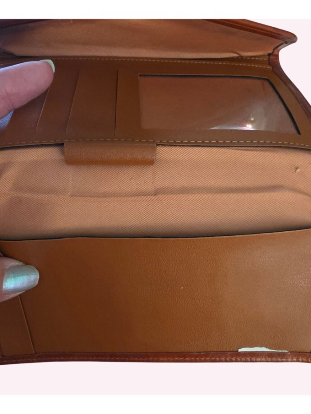 Vintage Princess Gardner Leather Clutch Wallet Cognac Brown Full Grain Cowhide K - Picture 7 of 7